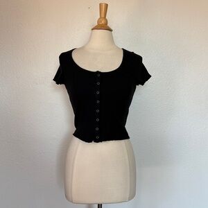 American Eagle Outfitters Solid Black Crop Top